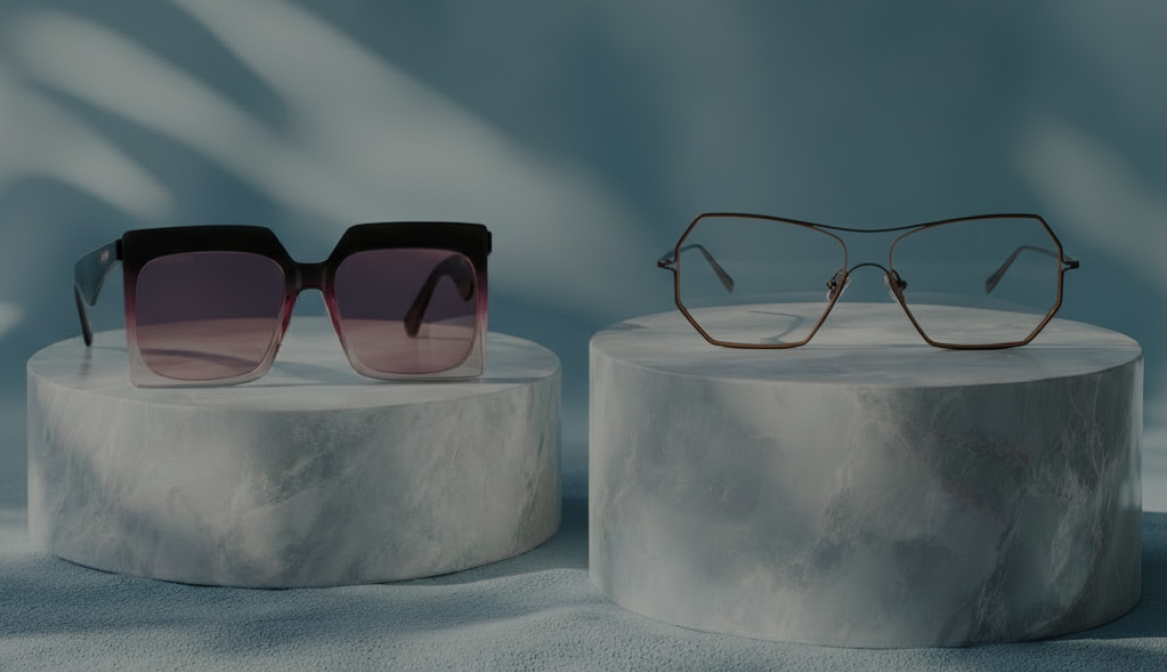 Футуристичные солнцезащитные очки и оправы