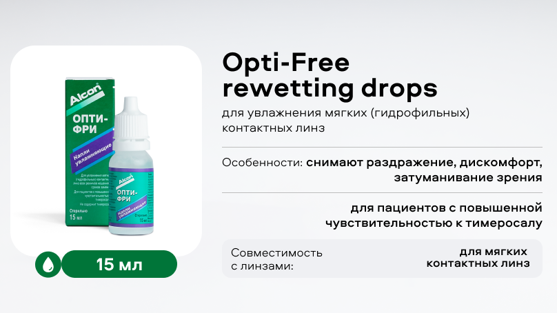 Капли Opti-Free rewetting drops (15 мл) без тимеросала