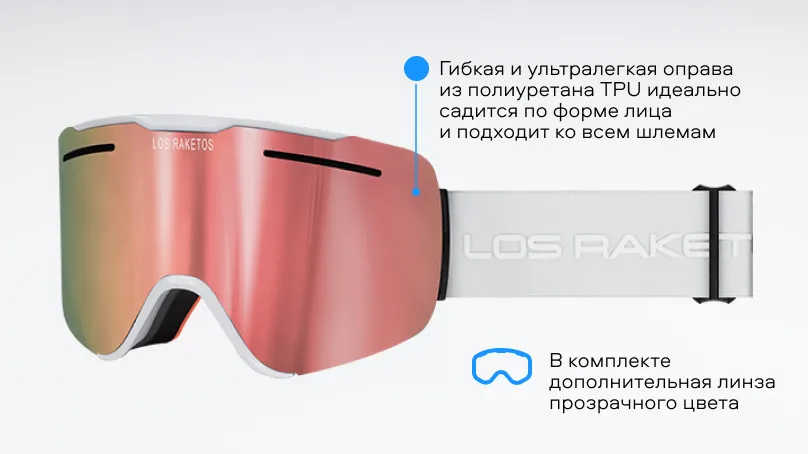 Солнцезащитные очки (горнолыжная маска) Los Raketos SNAP ROSE CHROM 22127
