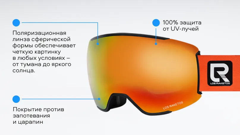 Солнцезащитные очки (горнолыжная маска) Los Raketos BANGER RED CHROM POLARISED 23001