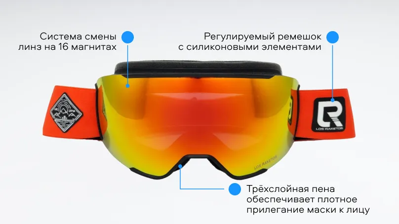 Солнцезащитные очки (горнолыжная маска) Los Raketos BANGER RED CHROM POLARISED 23001