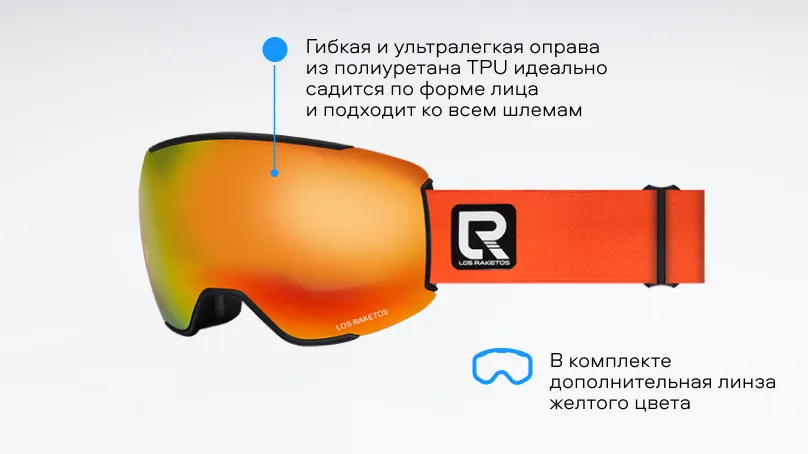 Солнцезащитные очки (горнолыжная маска) Los Raketos BANGER RED CHROM POLARISED 23001