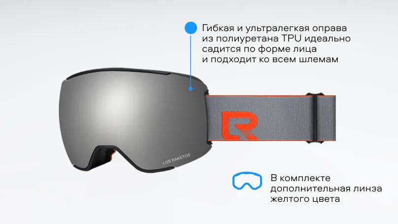Солнцезащитные очки (горнолыжная маска) Los Raketos BANGER SILVER CHROM POLARISED 23003