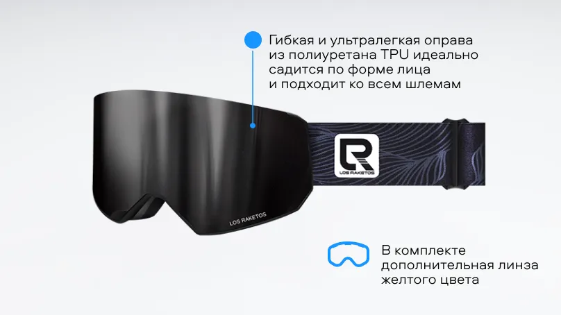 Солнцезащитные очки (горнолыжная маска) Los Raketos DOFFER BLACK CHROM 23100