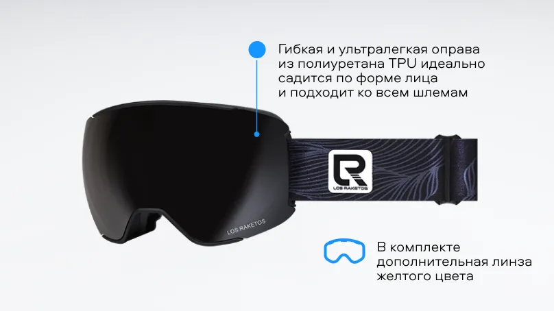 Солнцезащитные очки (горнолыжная маска) Los Raketos BANGER BLACK CHROM POLARISED 23000