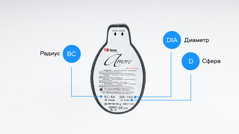 Цветные линзы Amore без диоптрий (2 шт.)