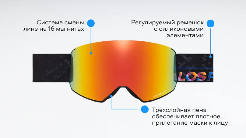 Солнцезащитные очки (горнолыжная маска) Los Raketos DOFFER RED CHROM 23102